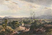 unknow artist Mexico, visto desde el Arsobisbado de Tacubaya. Mexico City seen from Tacubaya. Hand-colored lithograph highlighted with gum arabic china oil painting artist